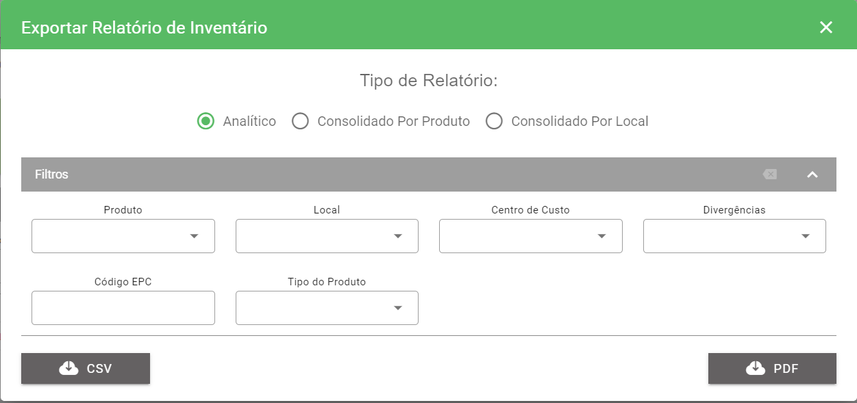 Exportar relatórios