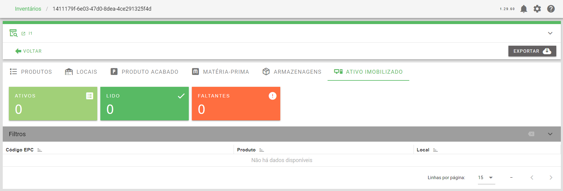 Invetário - Ativo imobilizado