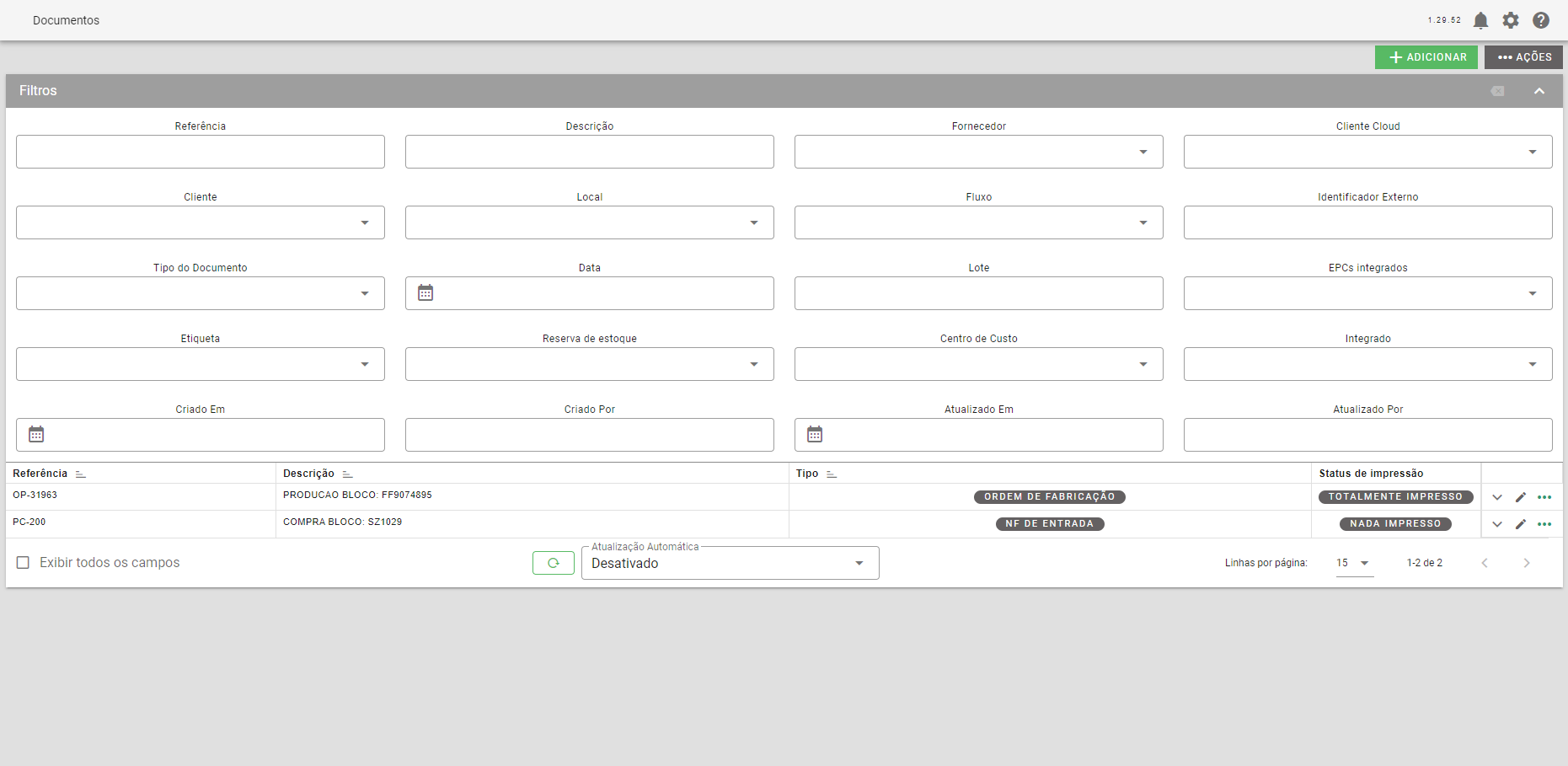 Documentos - Filtros