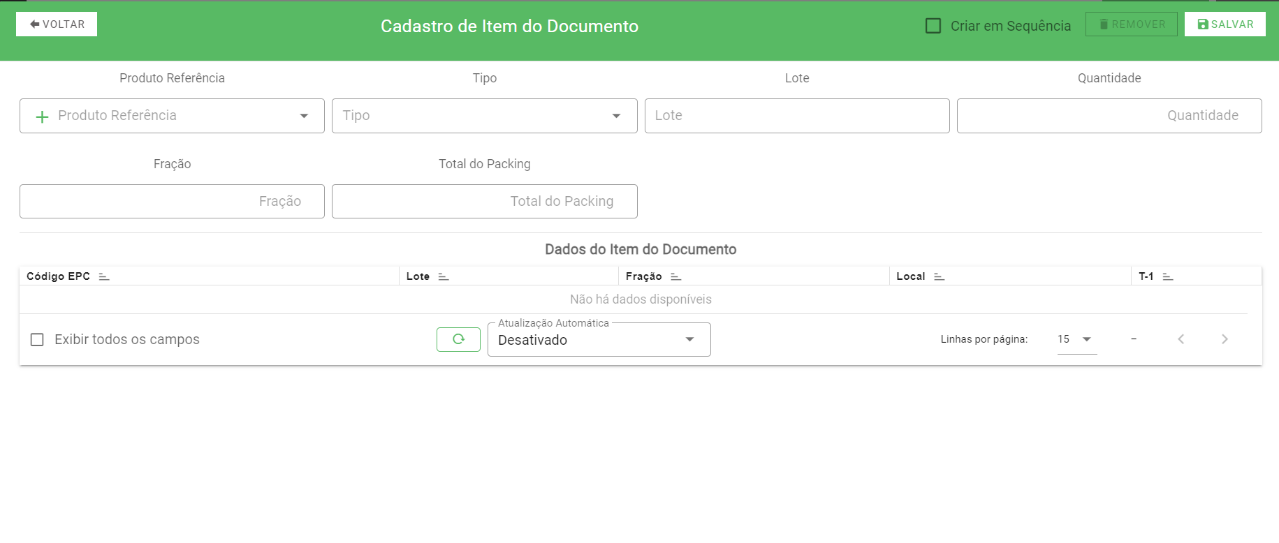 Itens do documento
